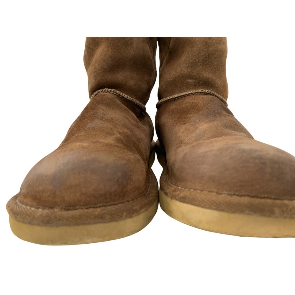 7 UGG Womens Tall Brown Messenger Pocket Shearling Boots Buckle Detail 8587 - Picture 10 of 14